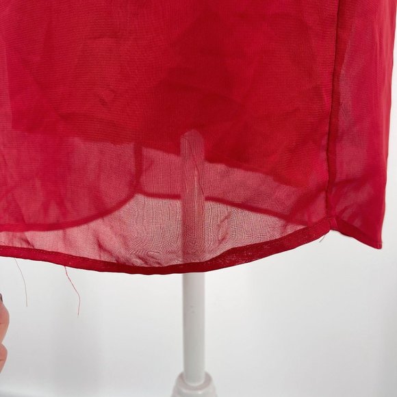 SOLD Lulu’s Red One Shoulder Chiffon Party Mini Dress - Picture 4 of 8